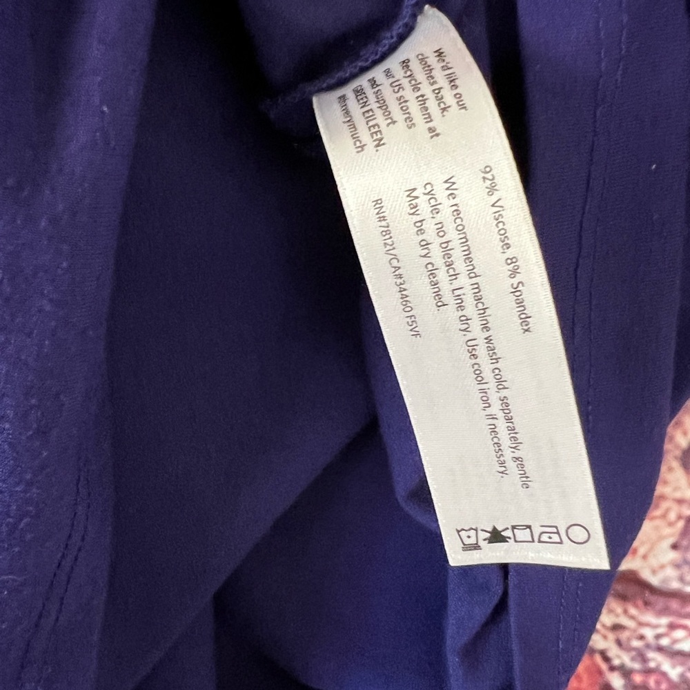 Eileen Fisher Purple Scoop Neck 3/4 Sleeve Top - Picture 5 of 8